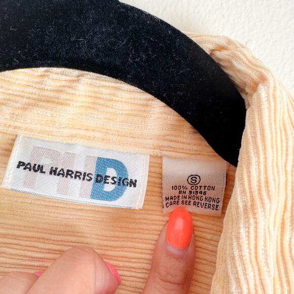 Vintage Paul Harris Design Butter Yellow Corduroy Button Up Top - Small - Picture 3 of 6